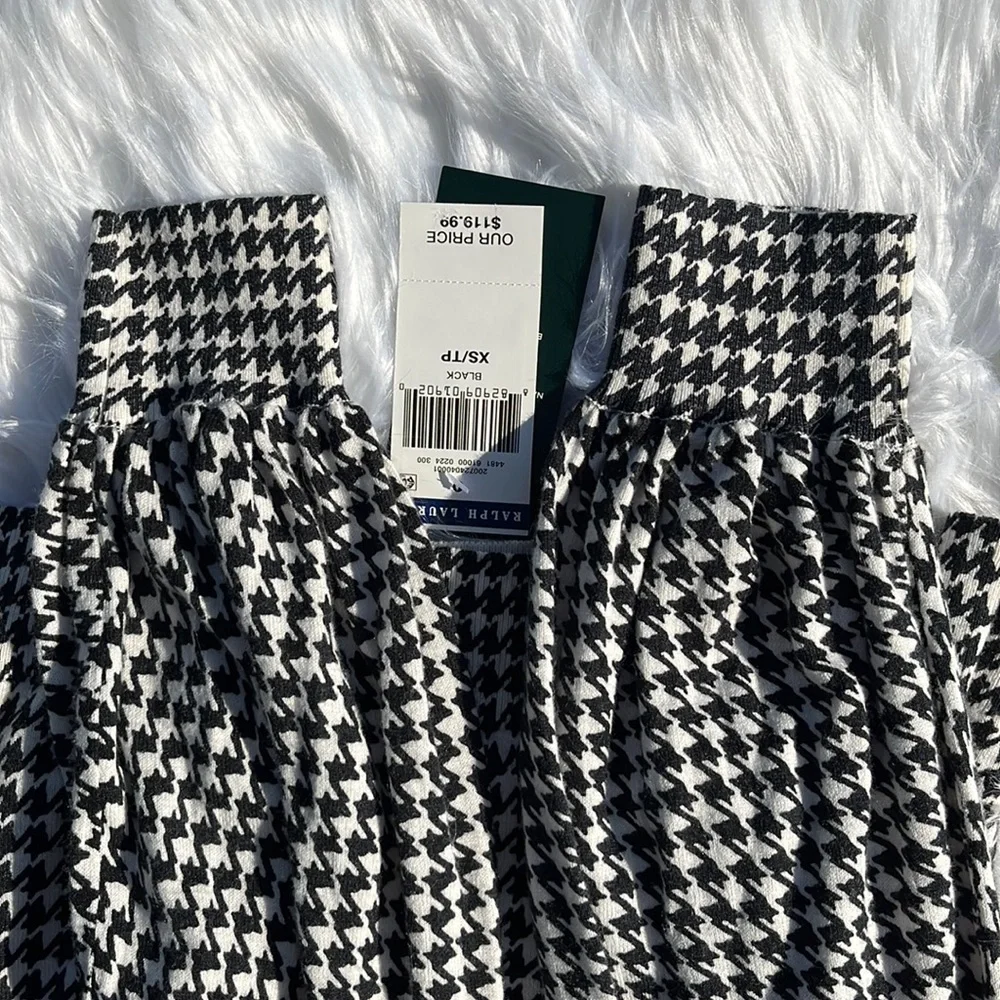Ralph Lauren Houndstooth Sweater LRL Black White Fine Knit Blouse Women's XS NWT - Picture 9 of 11